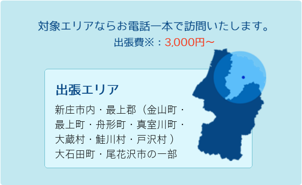 対象エリアならお電話一本で訪問いたします